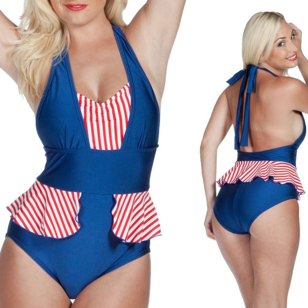 Swimsuit Halter Bathing Suit Fables By Barrie Mazie Retro S One piece New